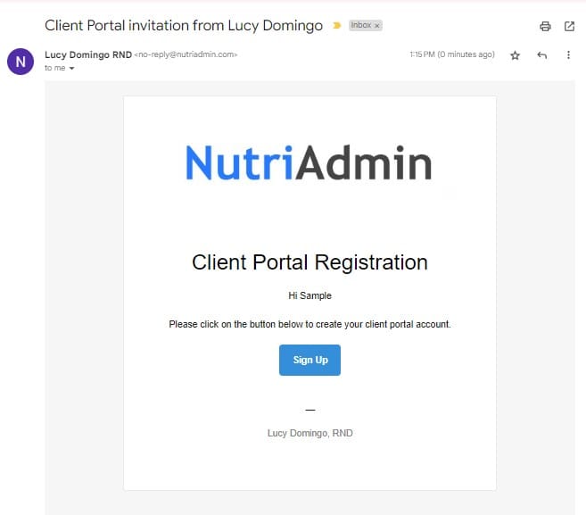 client portal invitation email