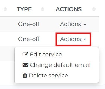 actions dropdown