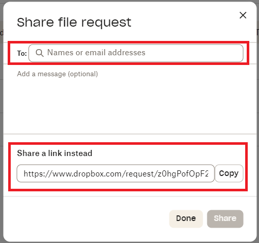 dropbox file request