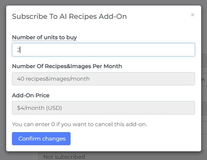 upgrade recipe add on