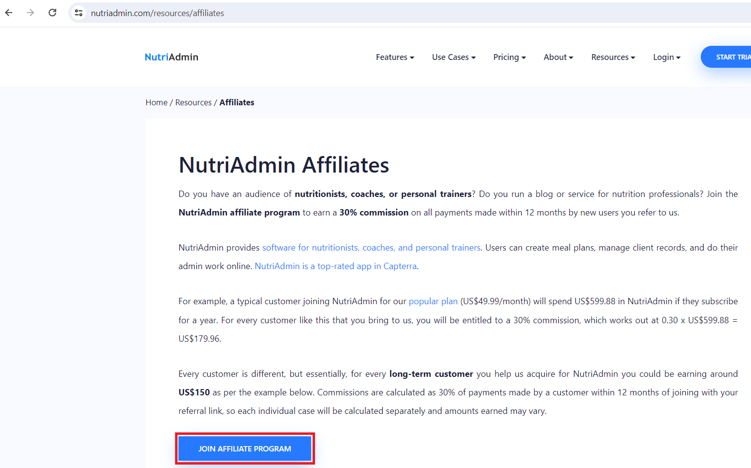 join affiliate program button