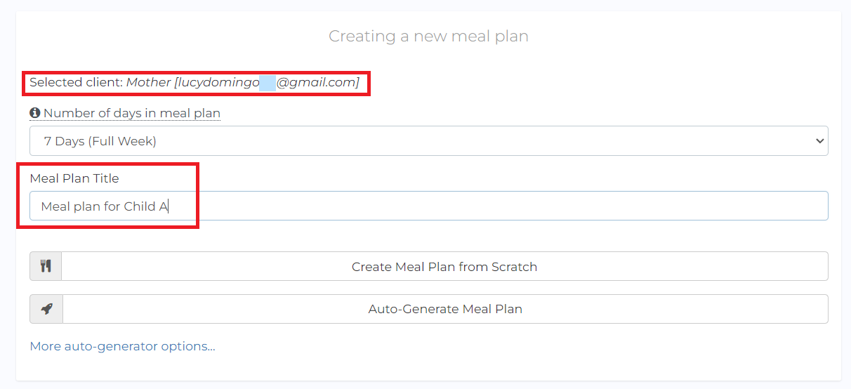 rename meal plan