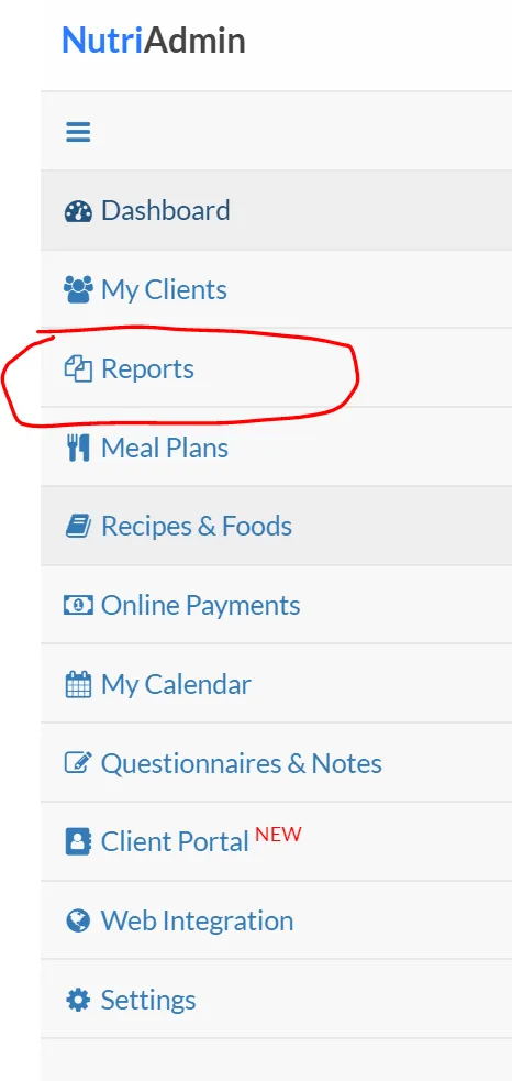 reports menu