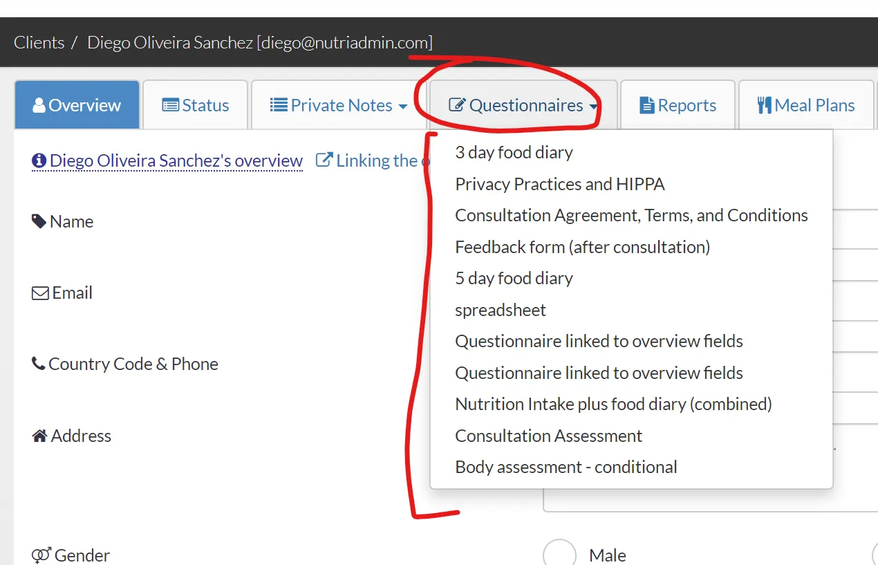 selecting questionnaires