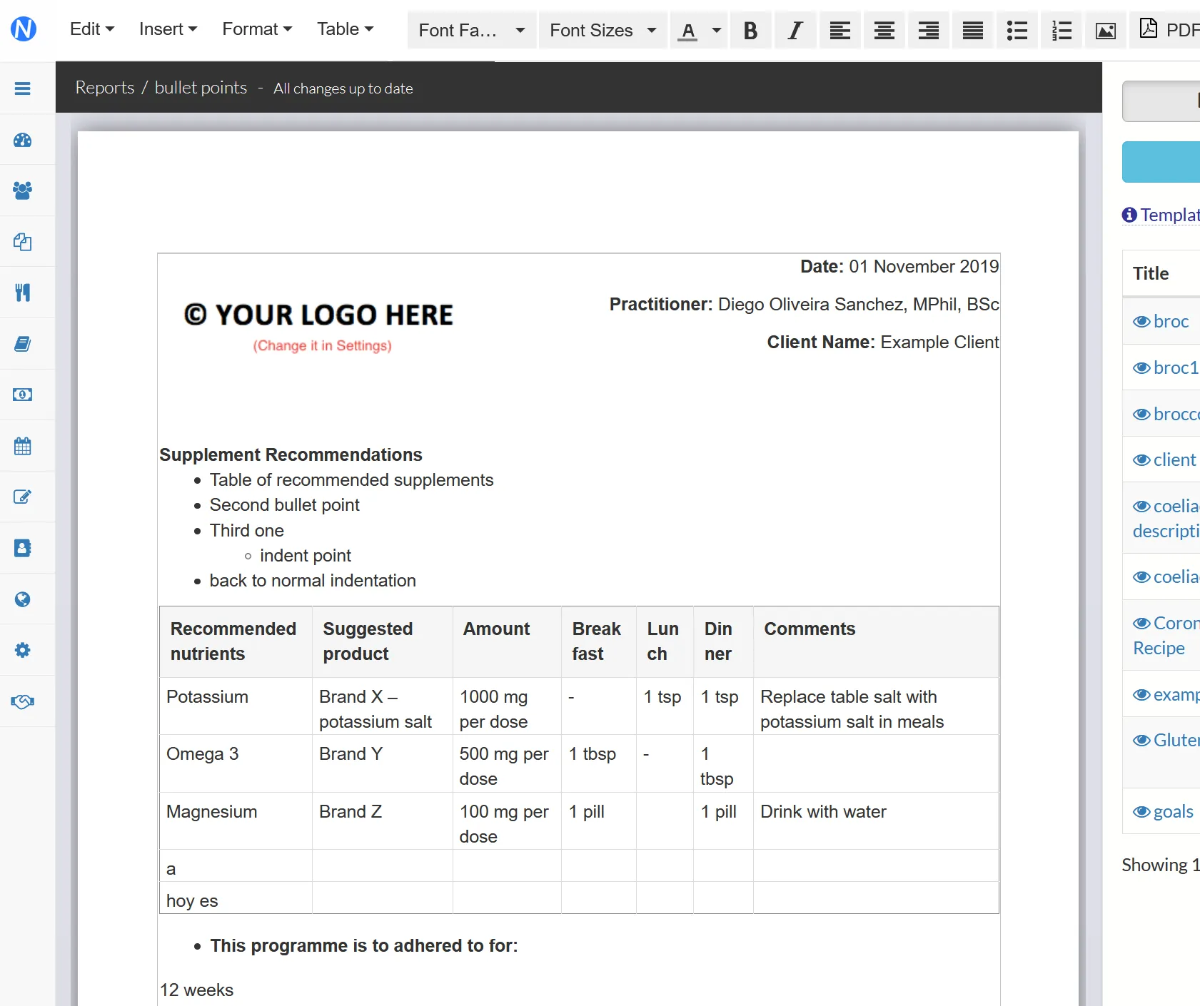 sample report