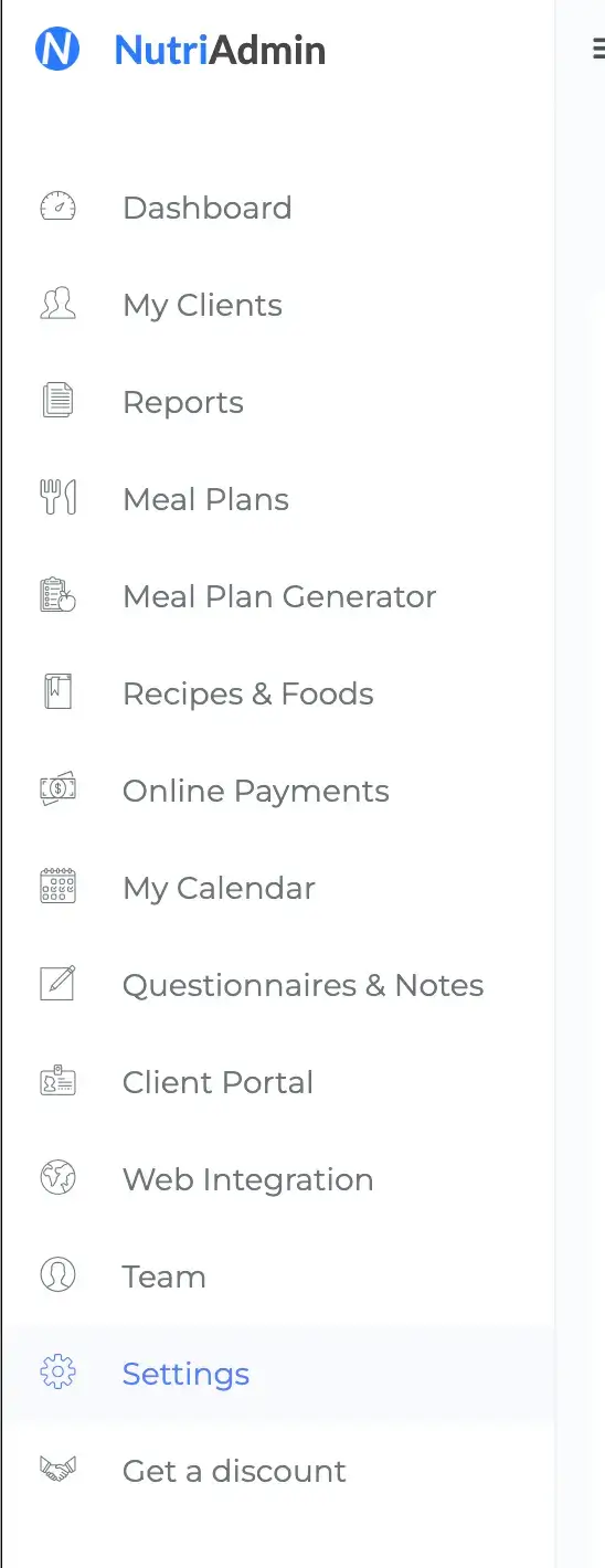 settings menu