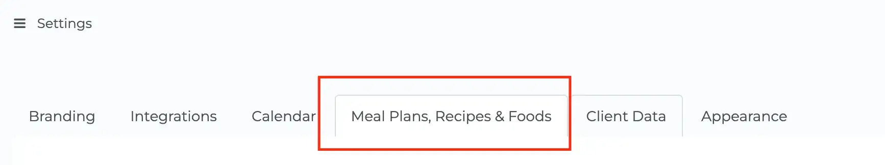 meal plans editor