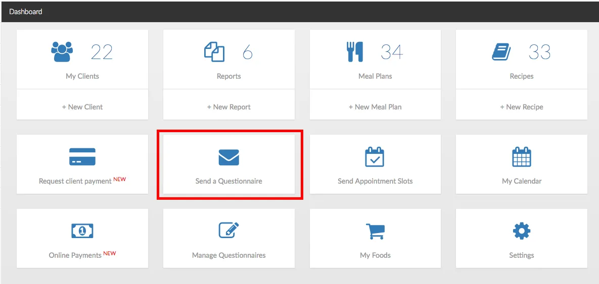 Sending Multiple Questionnaires to Clients in NutriAdmin