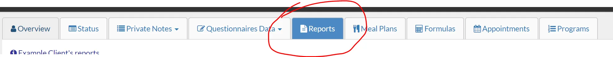 reports tab