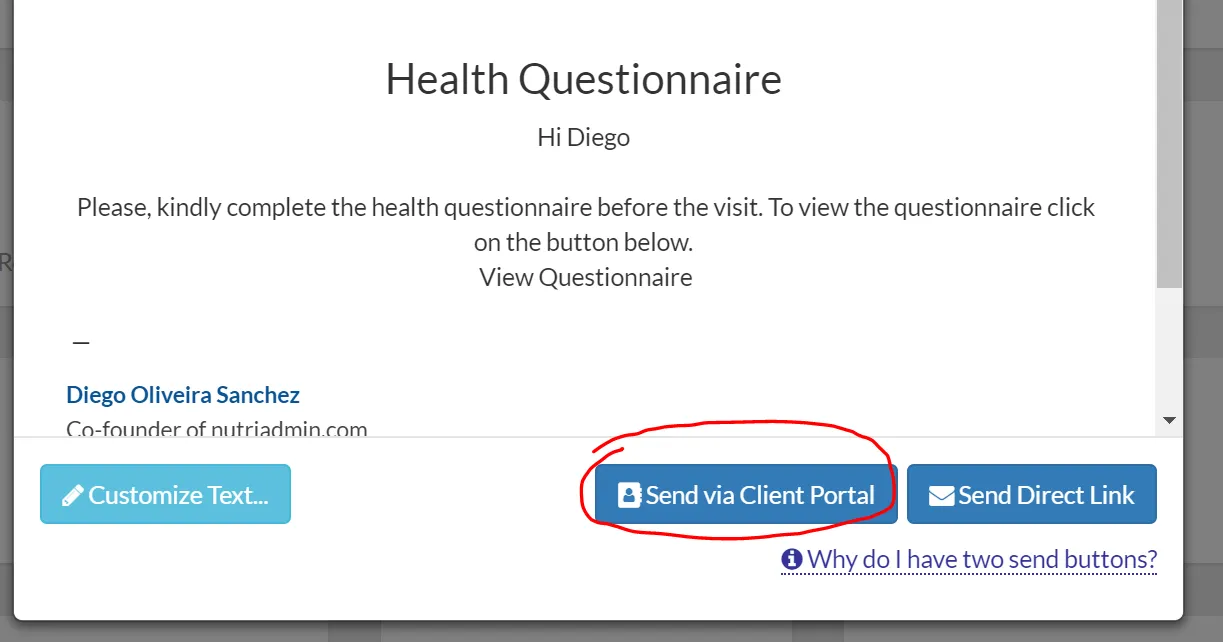 sending via client portal