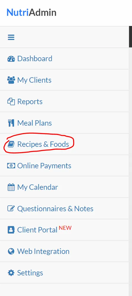 recipes and foods menu