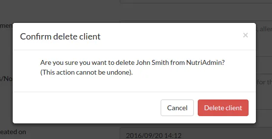 confirm delete a client