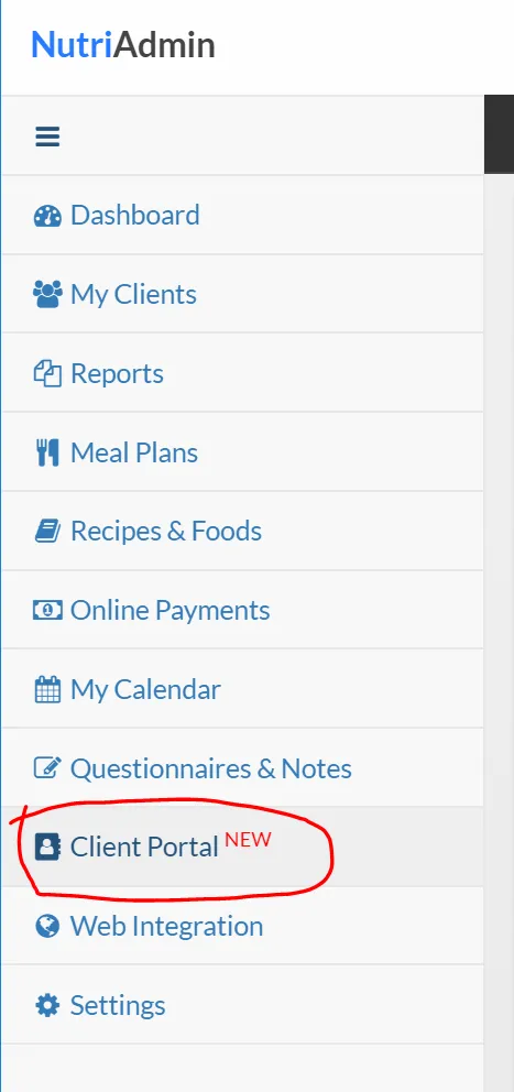 client portal menu