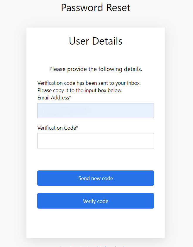 enetering verification code