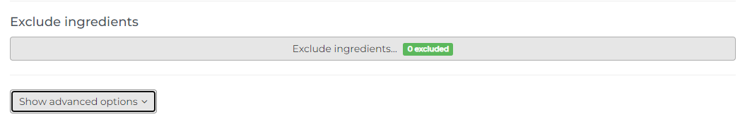 exclude ingredients and show advanced option