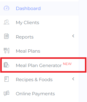 meal plan generator button