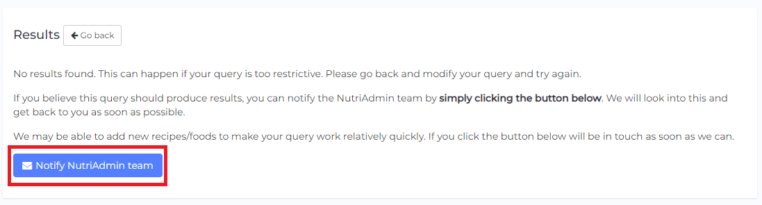notify nutriadmin team button example