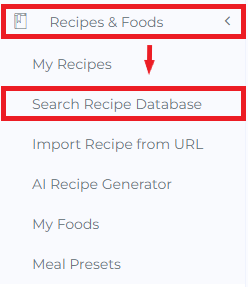 search recipes database