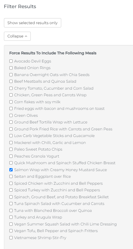select a meal you want to force into the meal plan